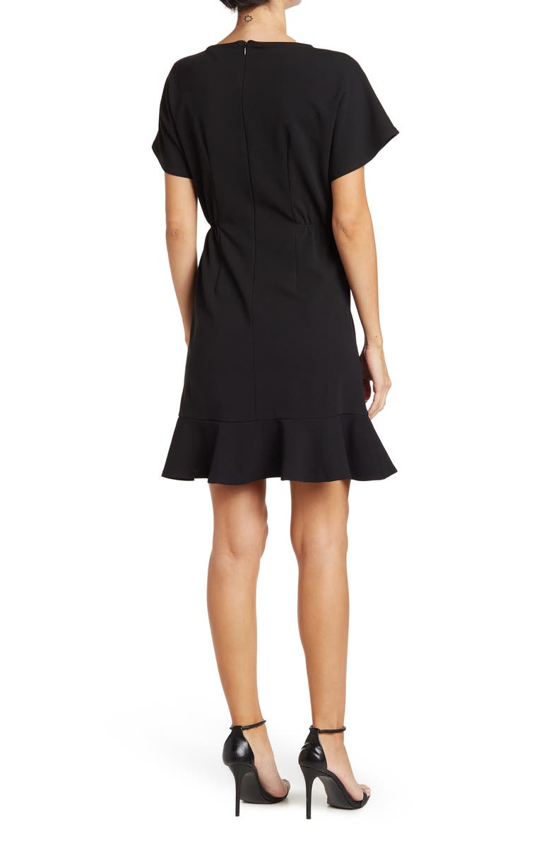 Donna Morgan Ruffle Hem Short Sleeve Dress, Alternate, color, Black