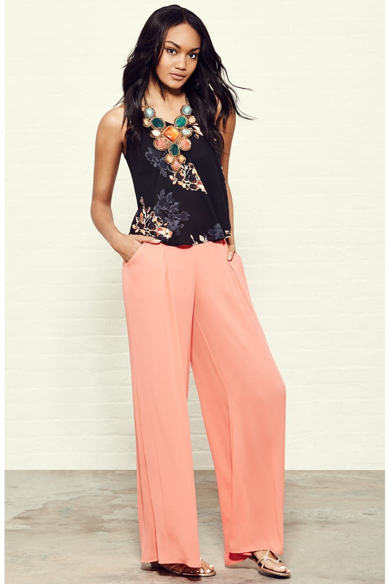 ASTR Sheer Wide Leg Pants, Alternate, color, CORAL