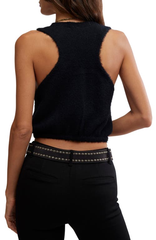 Free People Warm Fluff Crop Sweater Tank In Black