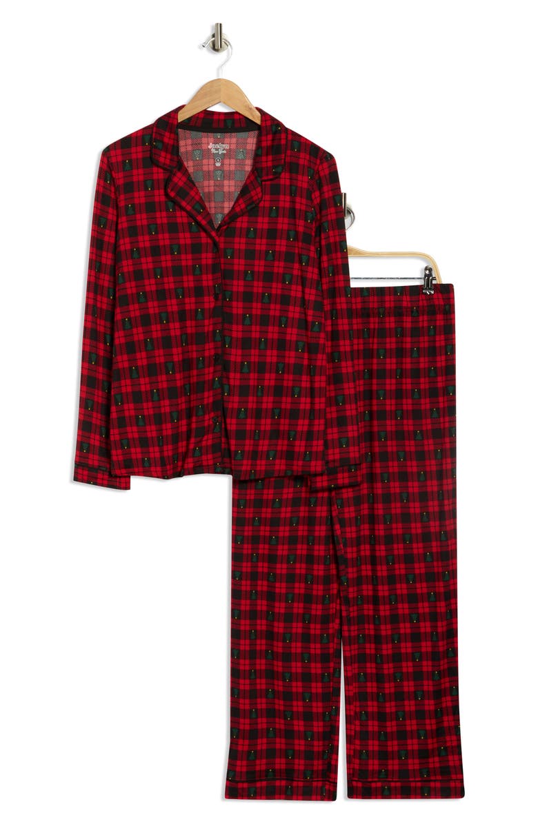 JACLYN Mom Matching Family Notch Collar Pajamas, Alternate, color, Xmas Tree