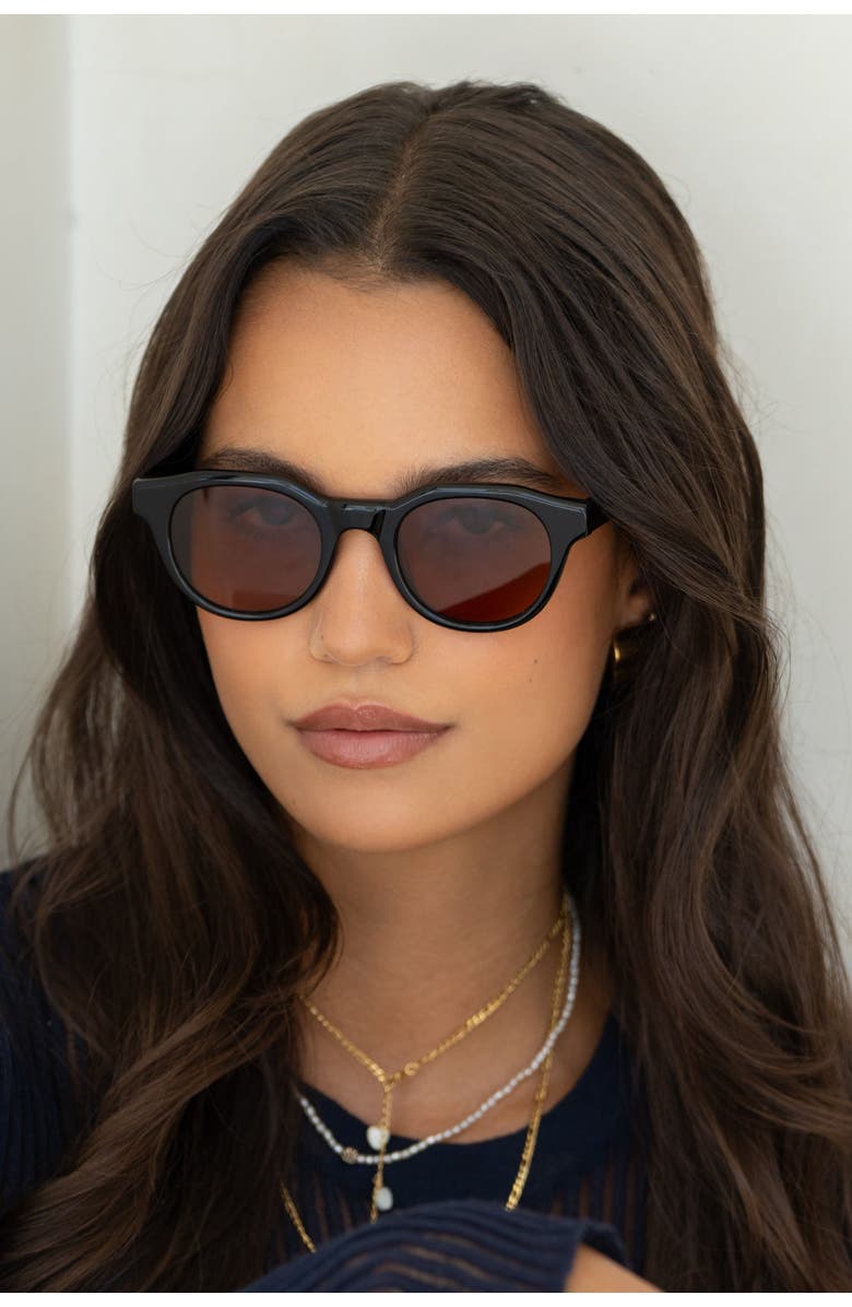 FREYRS Eyewear Cameron Round Sunglasses, Alternate, color, Black / Brown