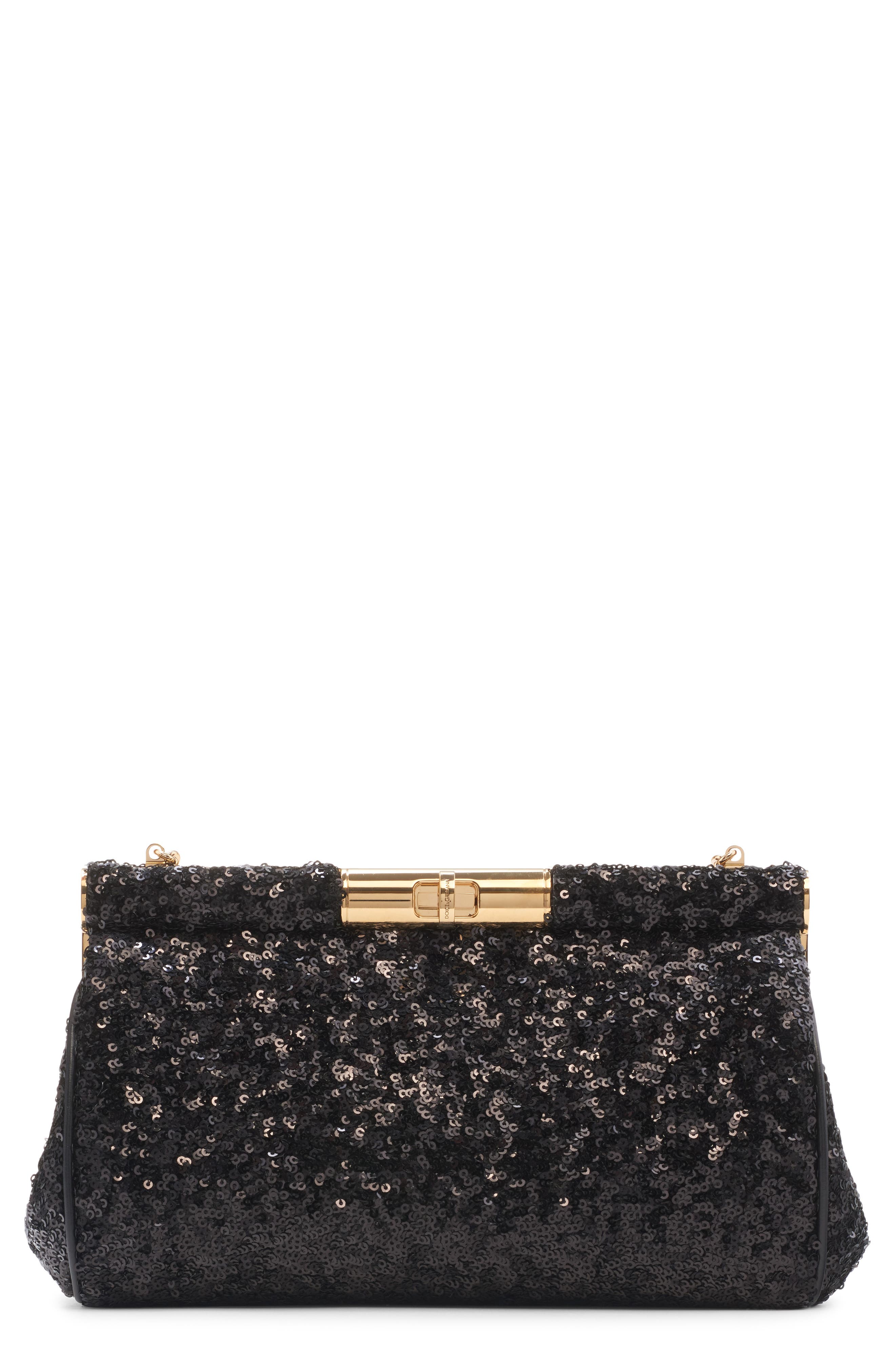 Dolce&Gabbana Marlene Sequin Shoulder Bag, Main, color, 80999 Nero
