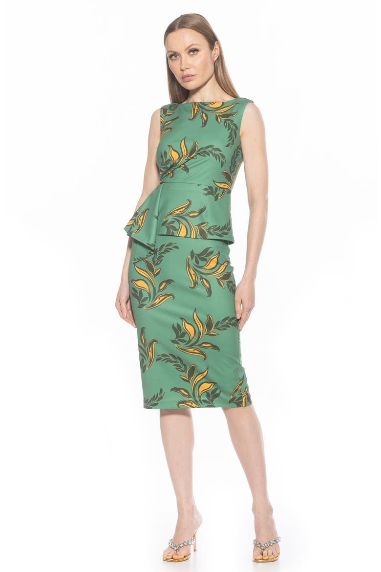 Amora Boat Neck Sleeveless Sheath Dress, Alternate, color, GREEN FLORAL
