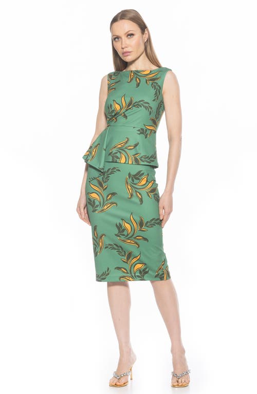 Alexia Admor Amora Boat Neck Sleeveless Sheath Dress In Green Floral