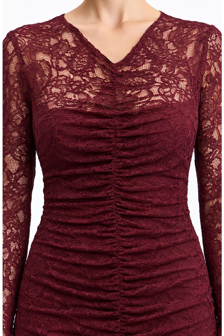 Shirred Lace Maxi Dress, Alternate, color, WINE