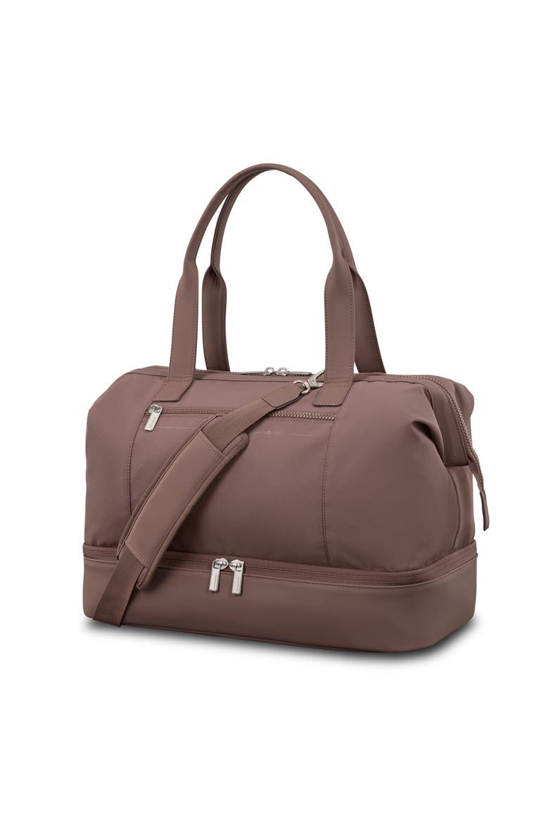 Better Than Basic 2 Piece Set Drop Bottom Weekender & Outline Pro Carry On Luggage, Alternate, color, Cocoa Chocolate Mauve