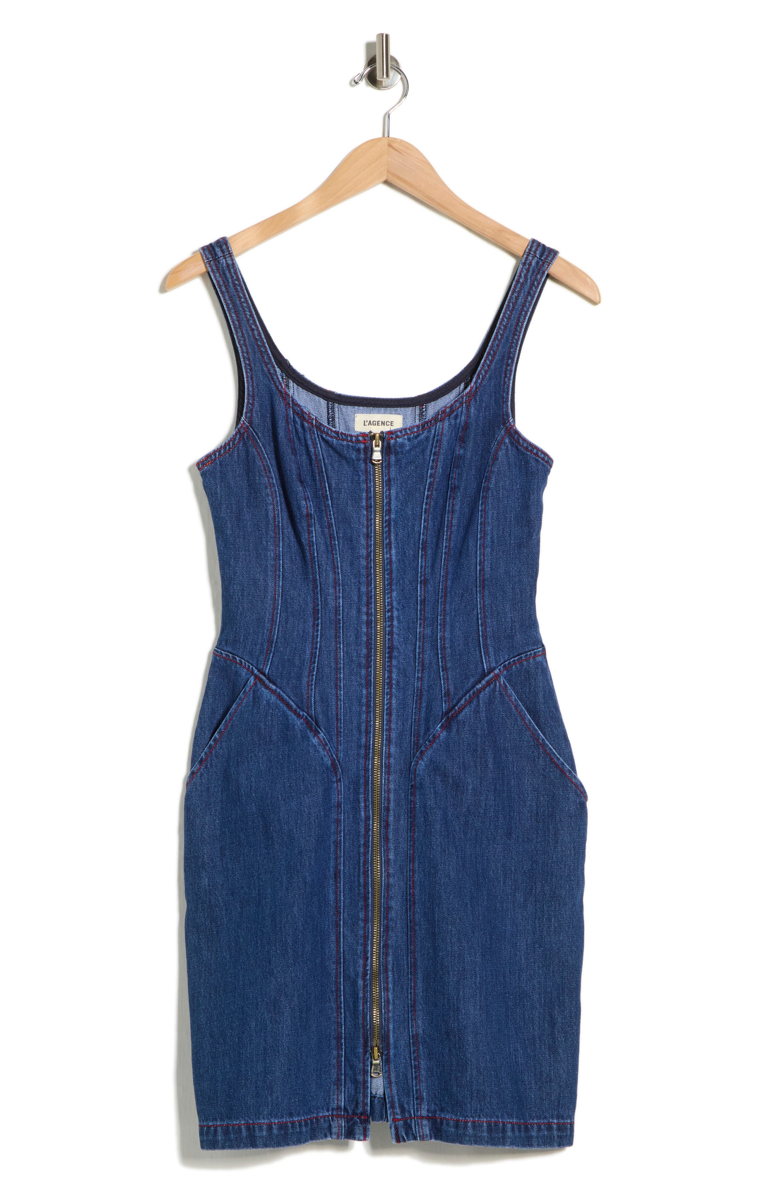 L'AGENCE Jaxyn Sleeveless Zip Front Denim Dress