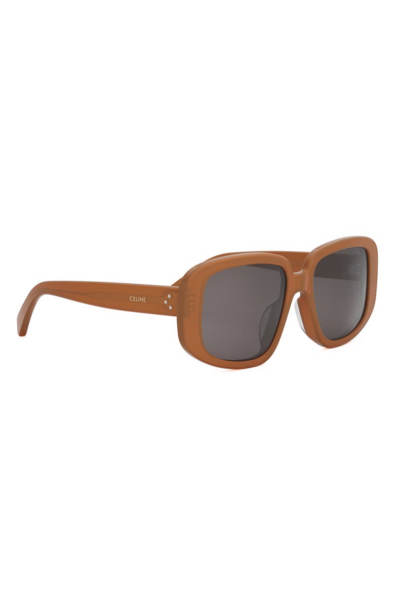 CELINE Bold 3 Dots 55mm Geometric Sunglasses, Alternate, color, Shiny Light Brown / Smoke