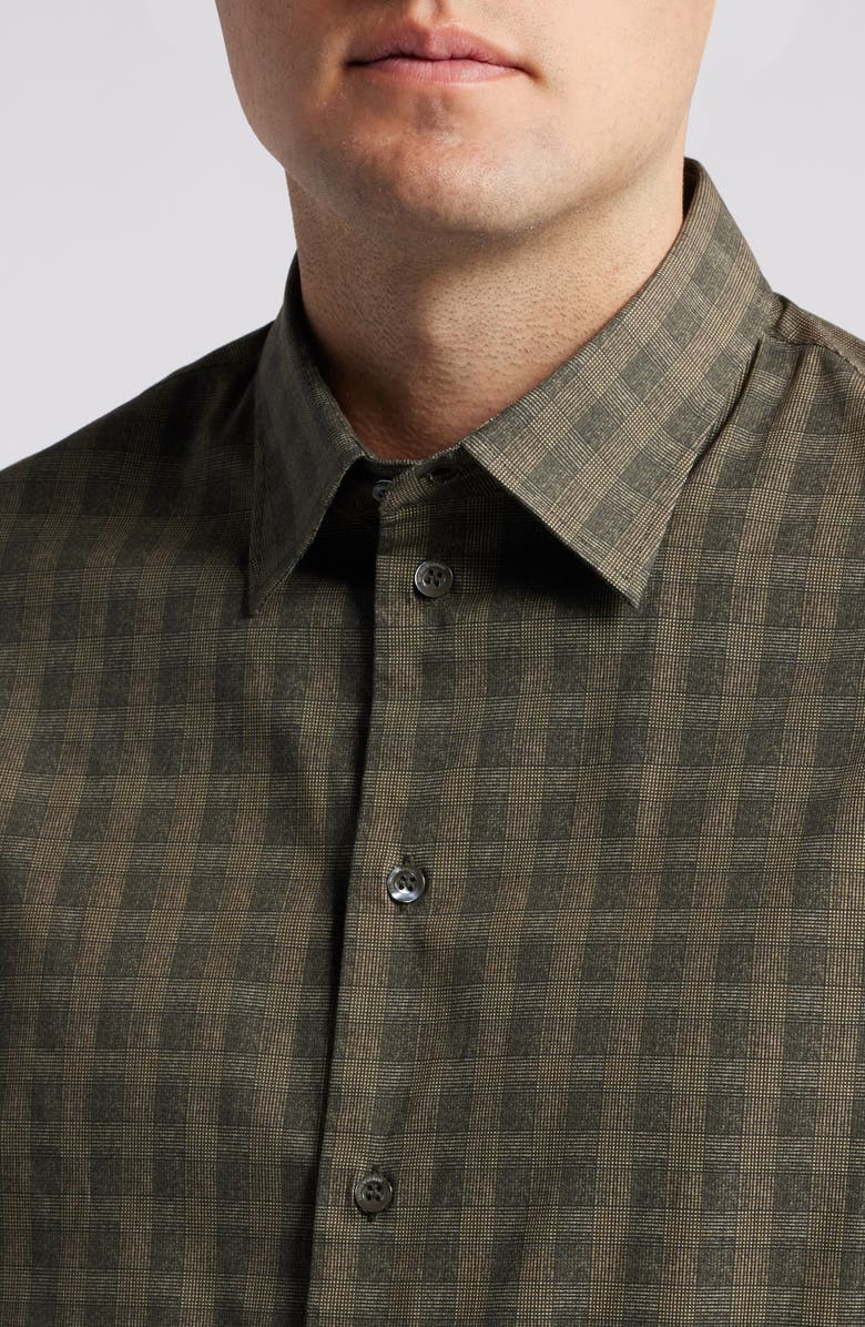 Emporio Armani Plaid Stretch Cotton Button-Up Shirt, Alternate, color, 