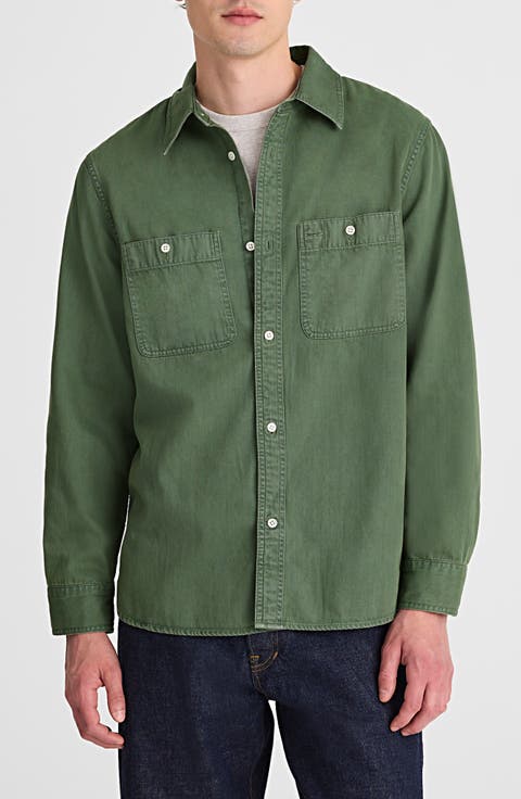 Cotton Button-Up Work Shirt
