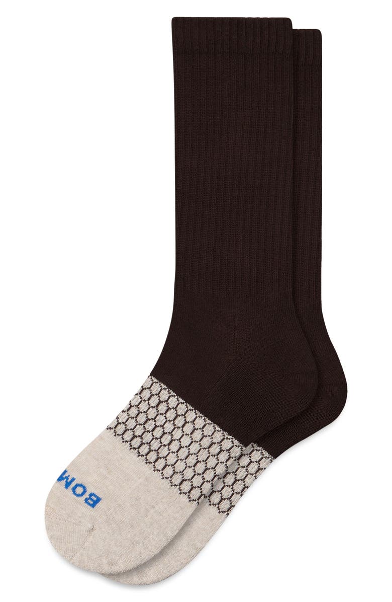 Bombas Heather Toe Block Crew Socks, Main, color, Chai X Espresso