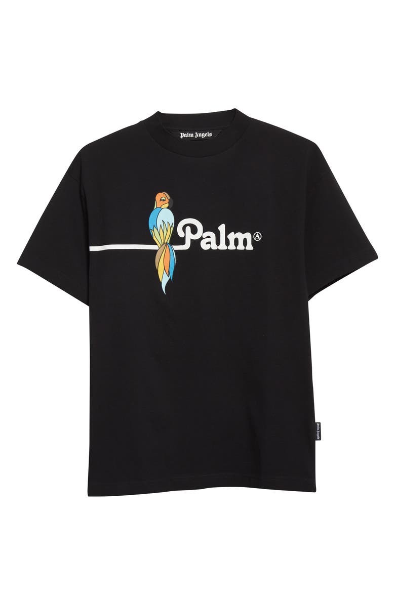 Palm Angels Men's Parrot Cotton Logo Graphic Tee, Alternate, color, 