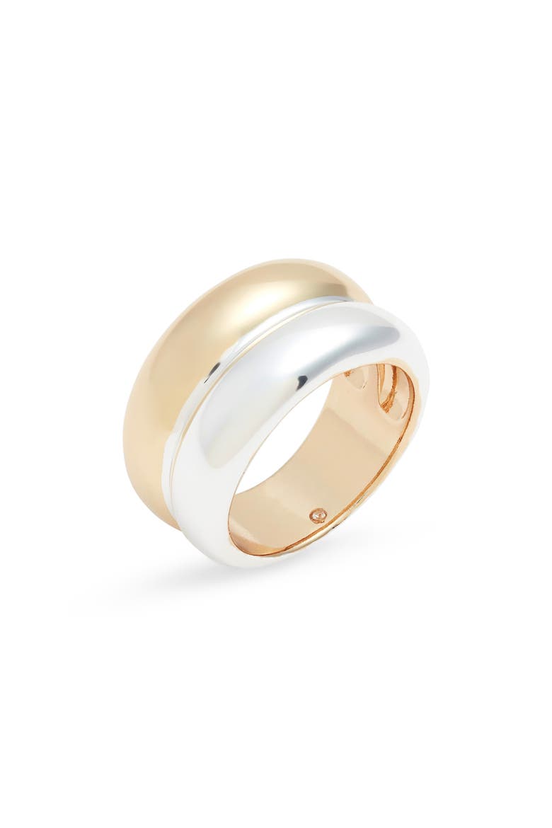 Demi Fine Two-Tone Rounded Band Ring, Main, color, 14K GOLD- STERLING PLATED