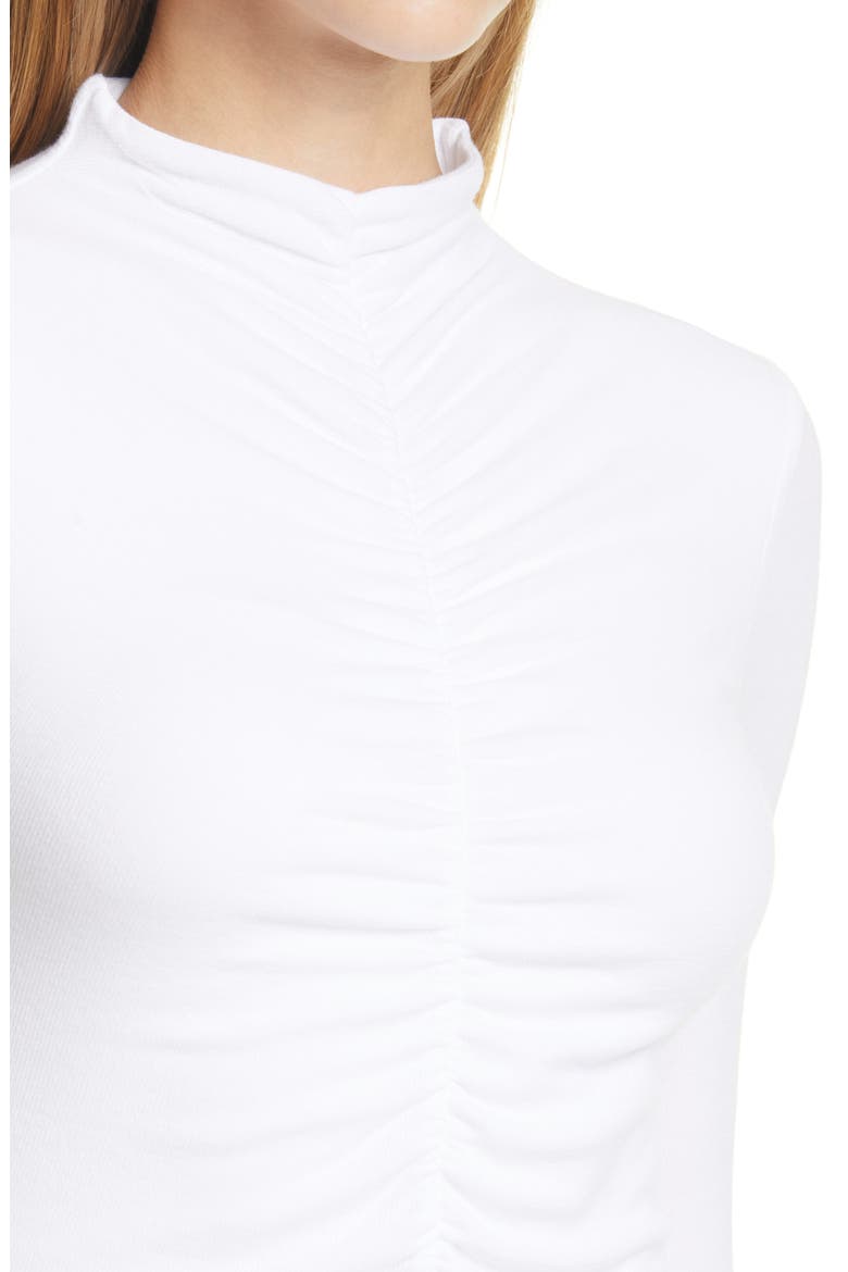 Theresa Ruched Mock Neck Top, Alternate, color, WHITE