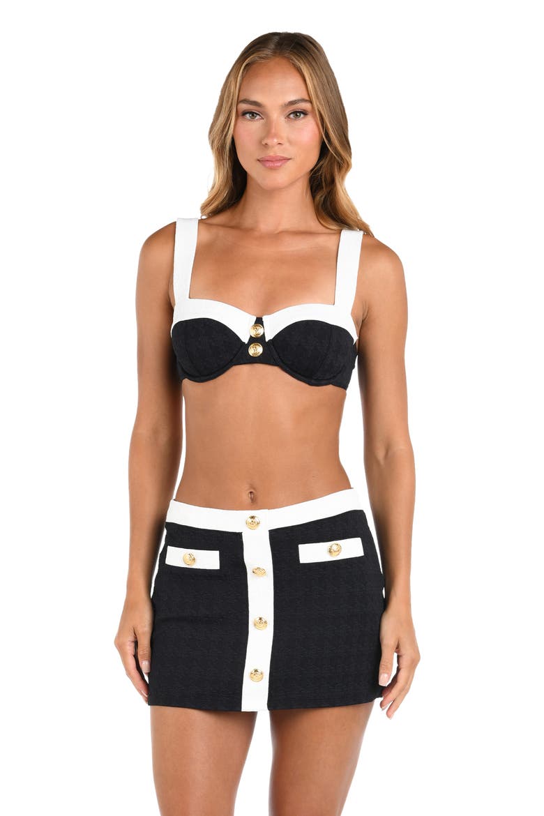 Coco Colorblock High Waist Cover-Up Skirt, Alternate, color, BLACK