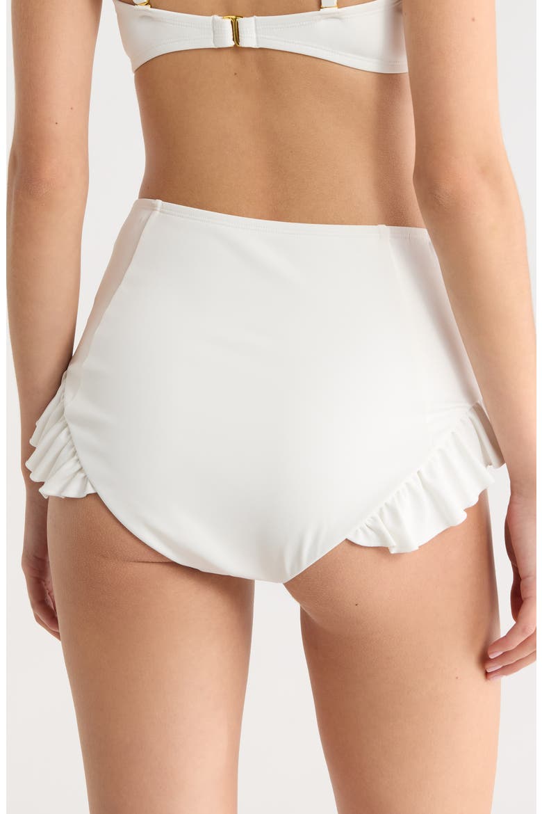 Ruffle High Waist Bikini Bottoms, Alternate, color, IVORY SOLID