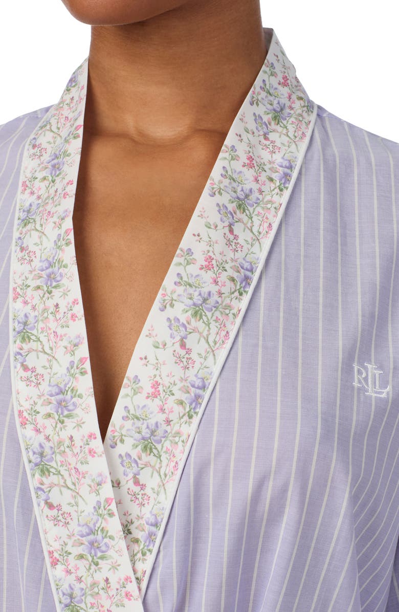 Lauren Ralph Lauren Print Cotton Blend Robe, Alternate, color, Lilac