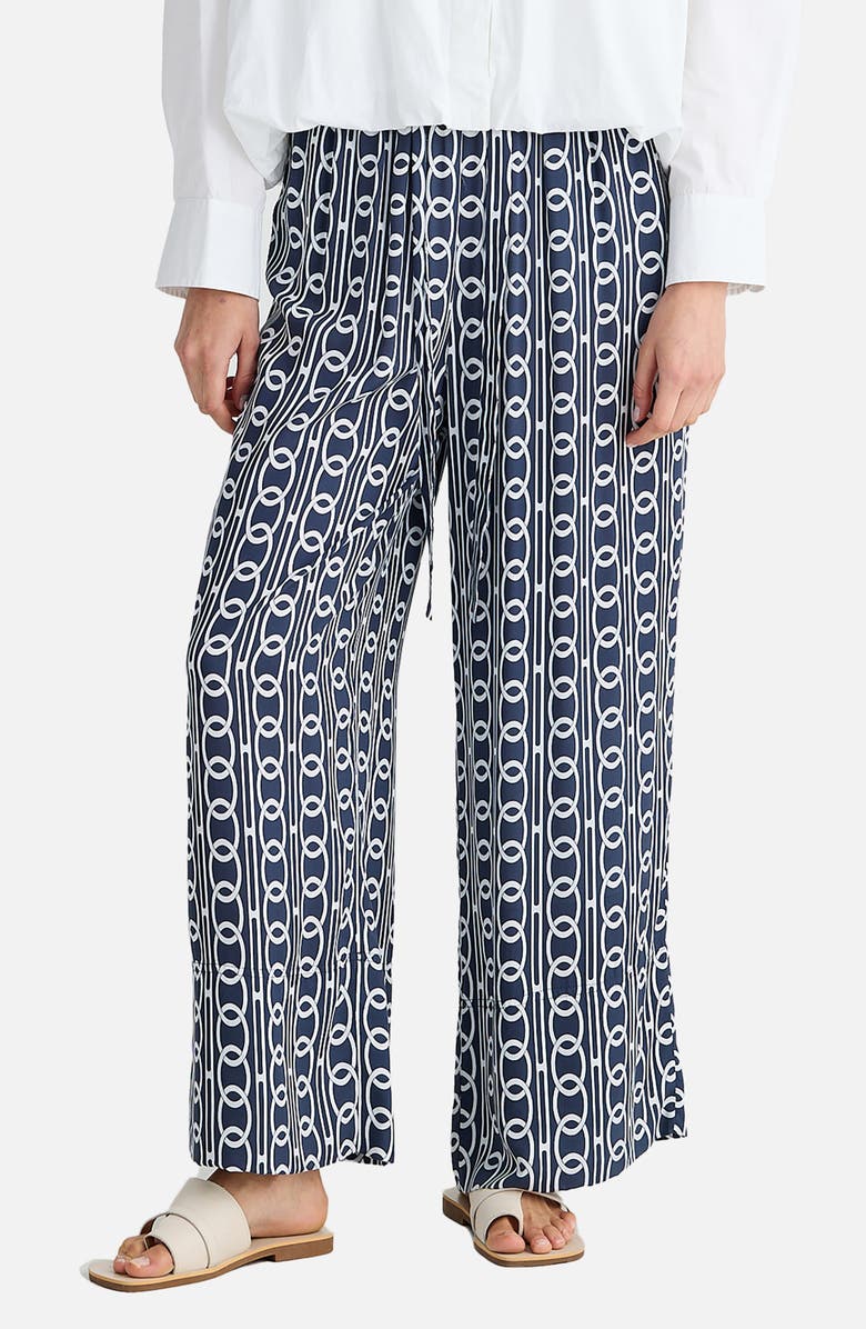 Brave+True Astrid Print Wide Leg Pants, Alternate, color, Navy Links