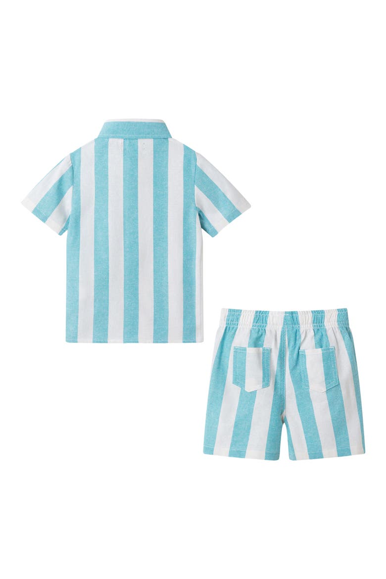 Oxford Cotton Button-Up Shirt & Shorts, Alternate, color, GREEN
