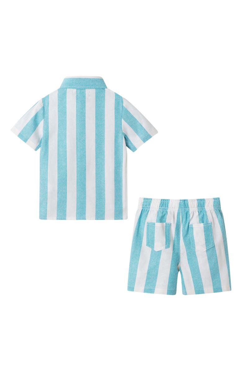 Andy & Evan Oxford Cotton Button-Up Shirt & Shorts, Alternate, color, Green