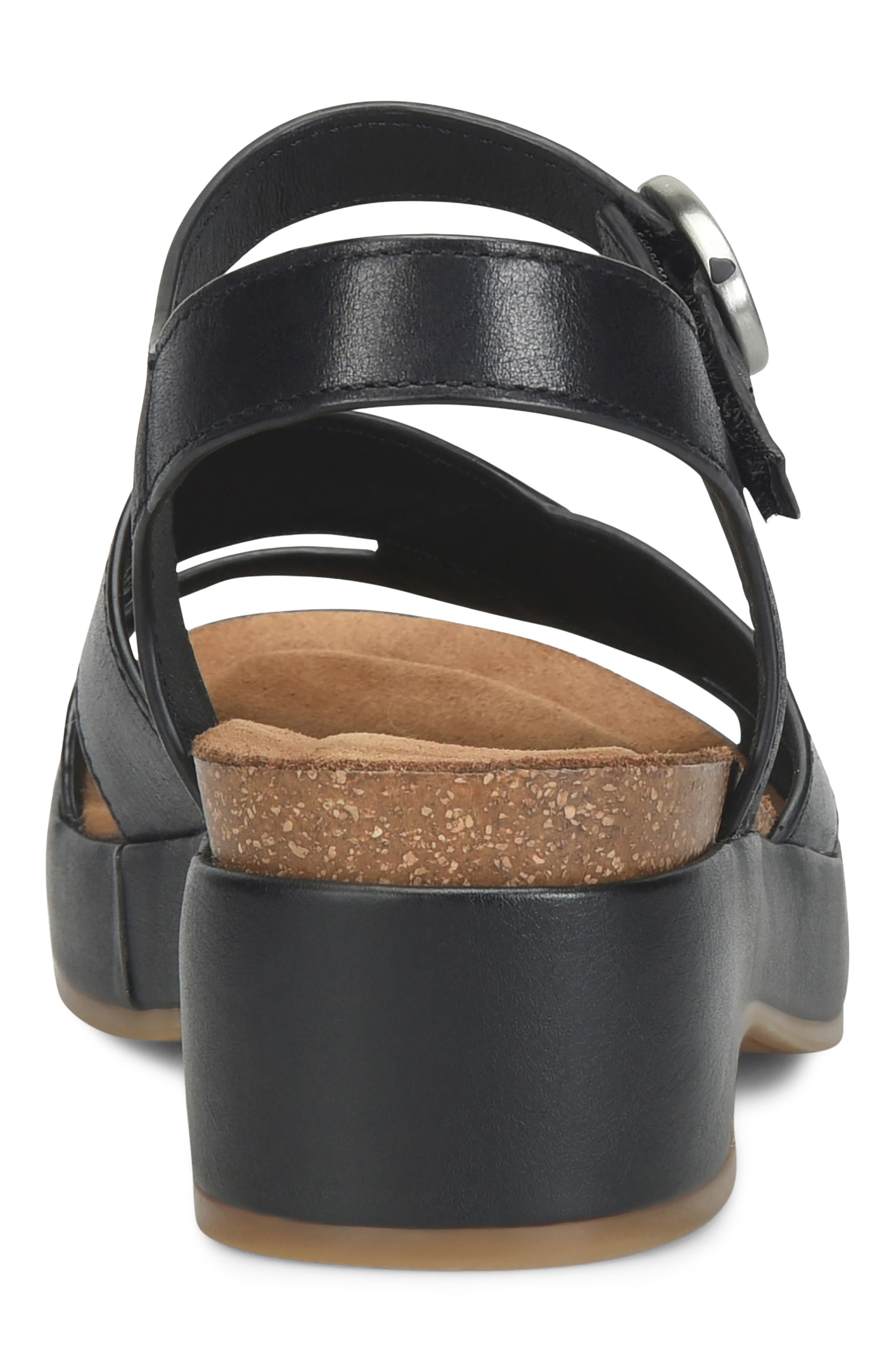 Söfft Capri Ankle Strap Platform Sandal, Alternate, color, Black/ Black Leather