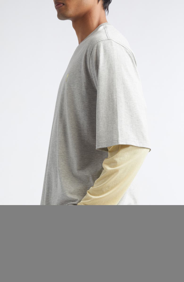 AMI PARIS Ami de Coeur Embroidered Layered Long Sleeve Cotton T-Shirt, Alternate, color,