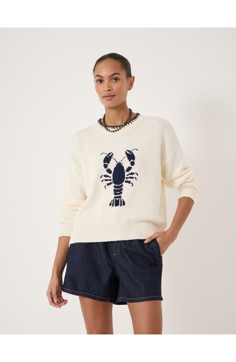 Hush Hallie Crew Neck Lobster Graphic Sweater, Main, color, Stone White