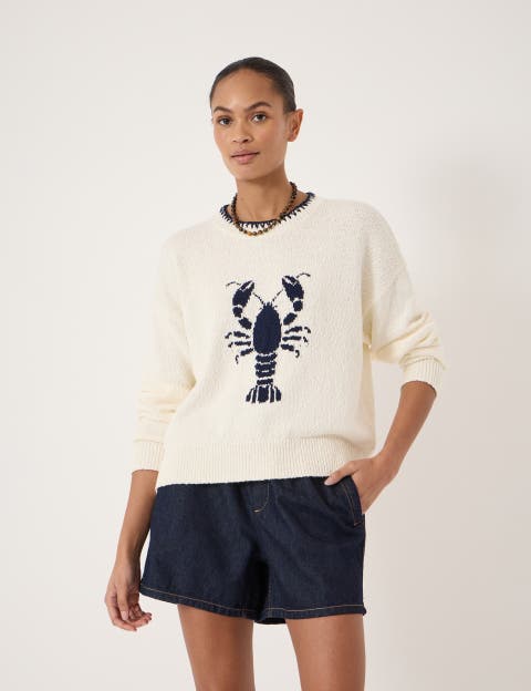 Hallie Crew Neck Lobster Graphic Sweater