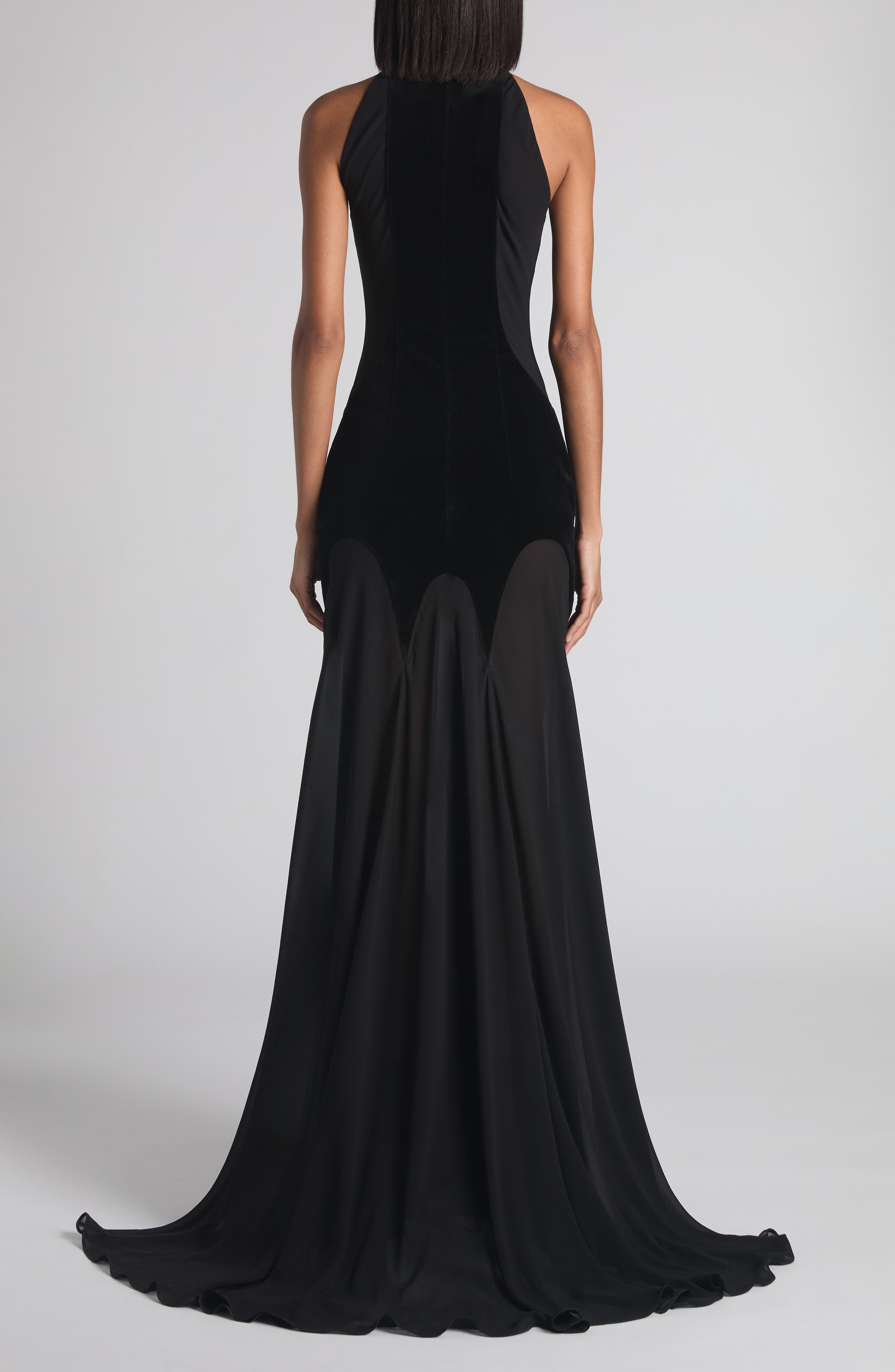 Halter Neck Silk Georgette Evening Gown - image 2