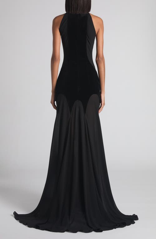 Alexander Mcqueen Mcqueen Halter Neck Silk Georgette Evening Gown In Black