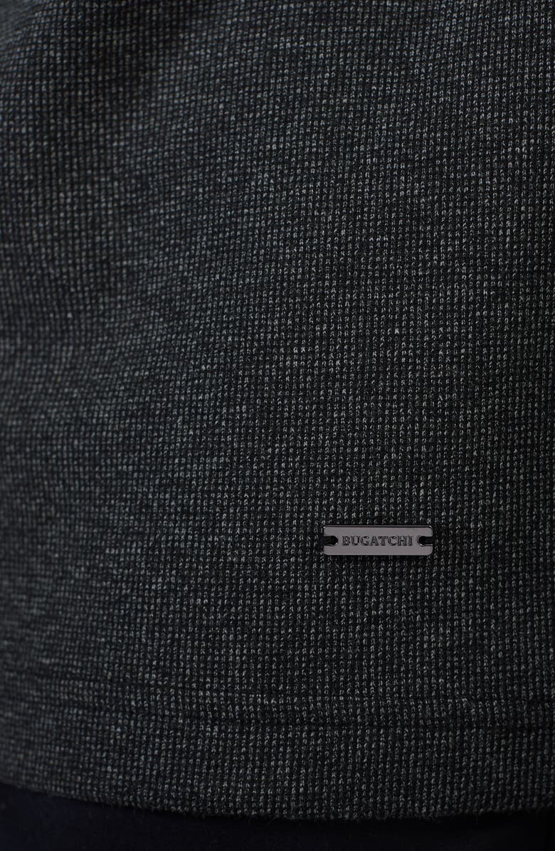 Bugatchi Quarter Zip Cotton Blend Piqué Pullover, Alternate, color, Black