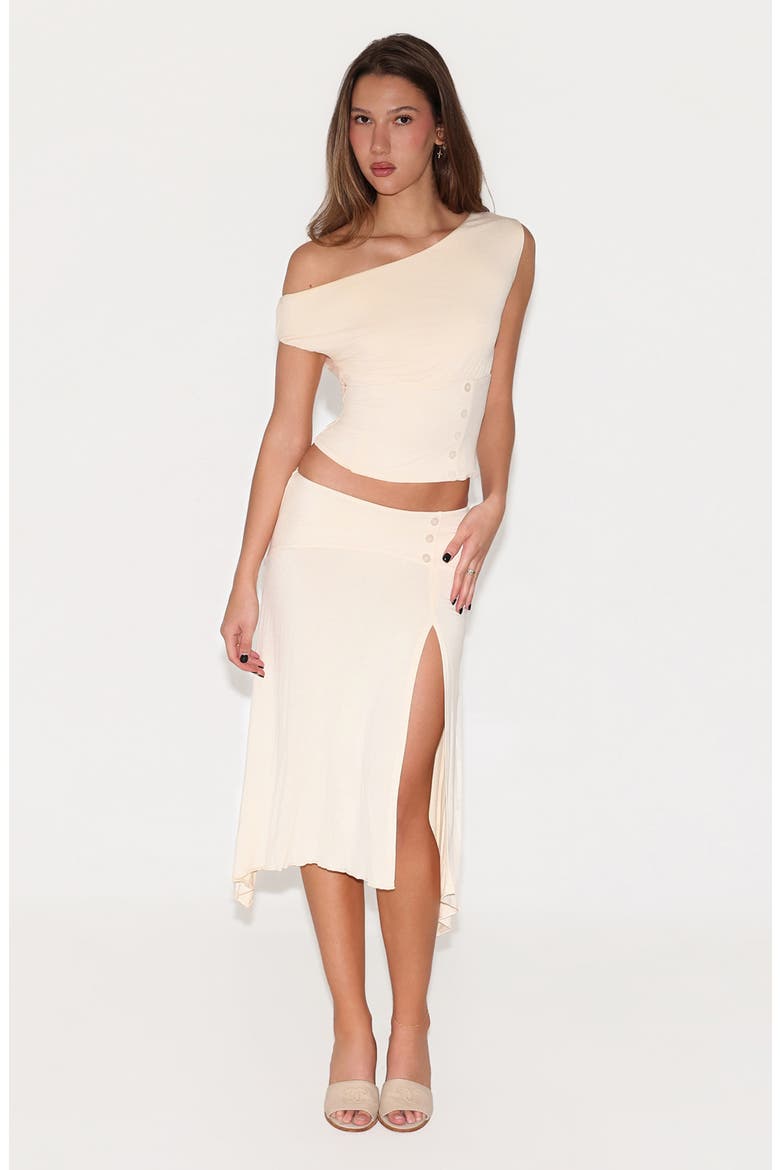 Alyssa Curved Yoke High-Low Skirt, Alternate, color, CREAM