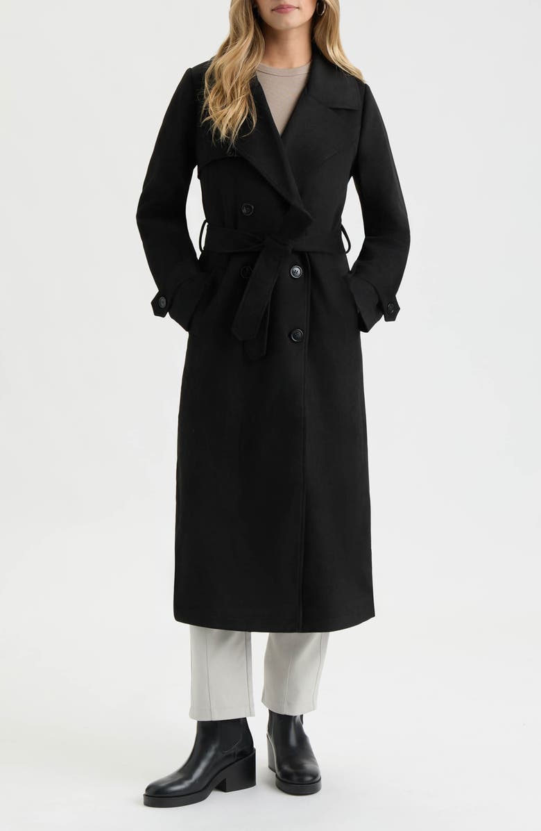 NVLT Faux Suede Belted Double Breasted Trench Coat, Main, color, 