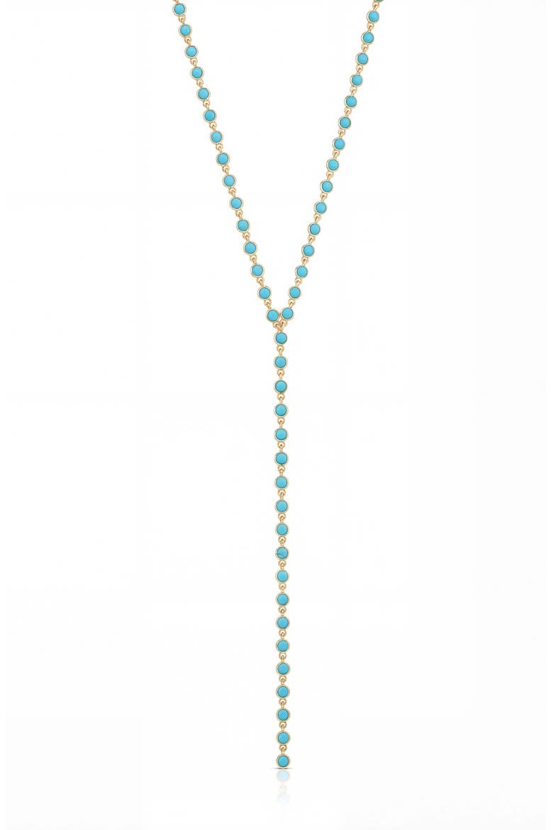 Dainty Semiprecious Stone Y Necklace, Main, color, TURQUOISE/ GOLD