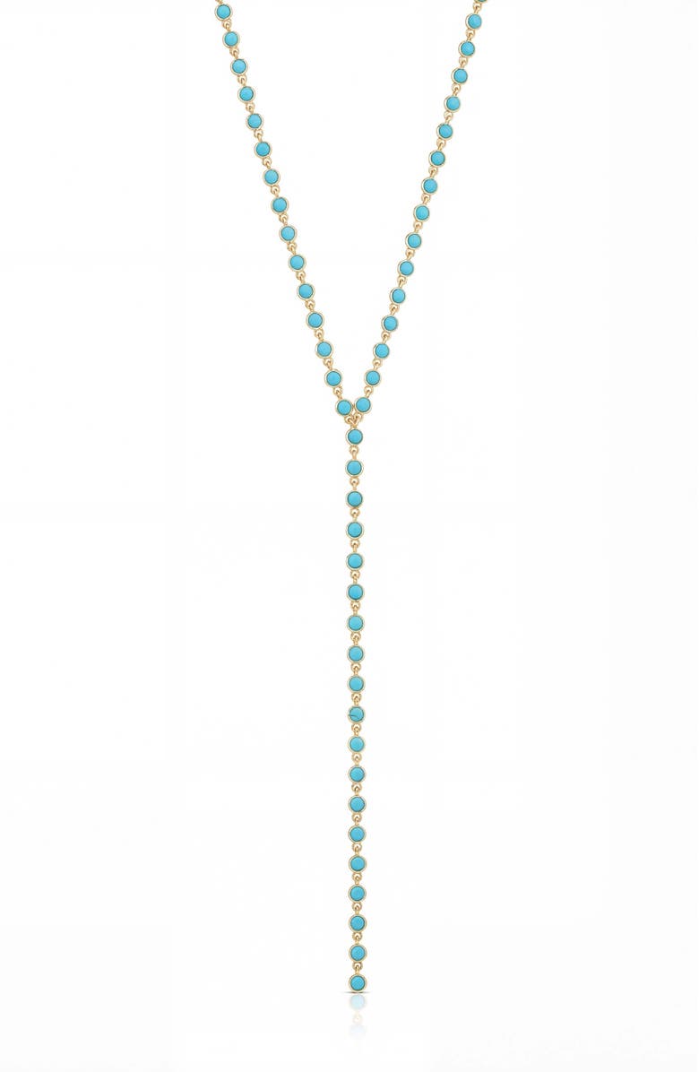 Ettika Dainty Semiprecious Stone Y Necklace, Main, color, Turquoise/ Gold