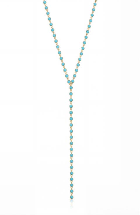 Dainty Semiprecious Stone Y Necklace
