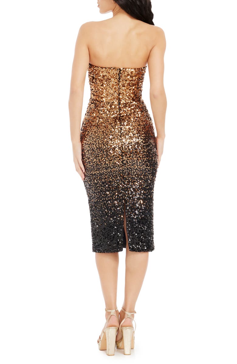 Perla Strapless Ombré Sequin Cocktail Dress