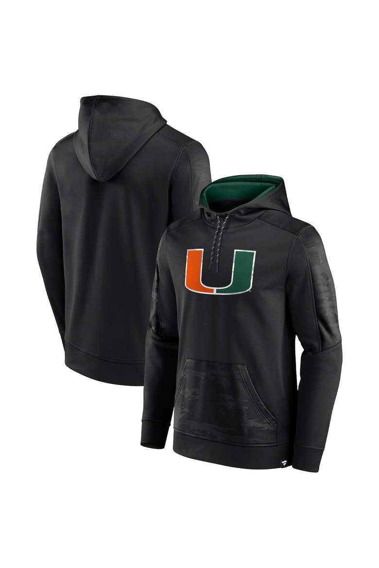 Men's Fanatics Branded Black Miami Hurricanes On The Ball Pullover Hoodie, Main, color, Black