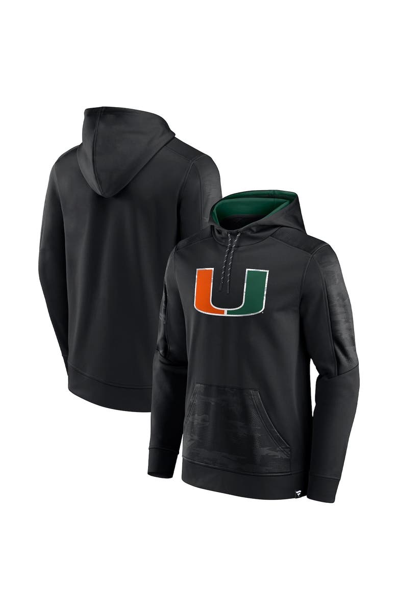 FANATICS Men's Fanatics Branded Black Miami Hurricanes On The Ball Pullover Hoodie, Main, color,