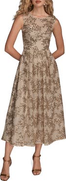 Donna Karan New York Floral Sequin Sleeveless Gown