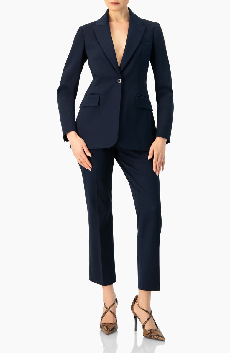 IVONNE Tailored Straight-Leg Trousers, Alternate, color, Navy Blue