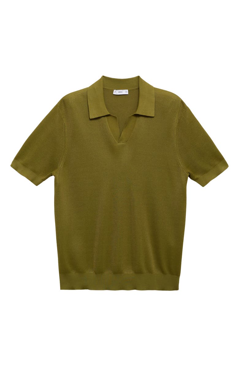 MANGO Johnny Collar Ribbed Polo Sweater, Alternate, color, Green