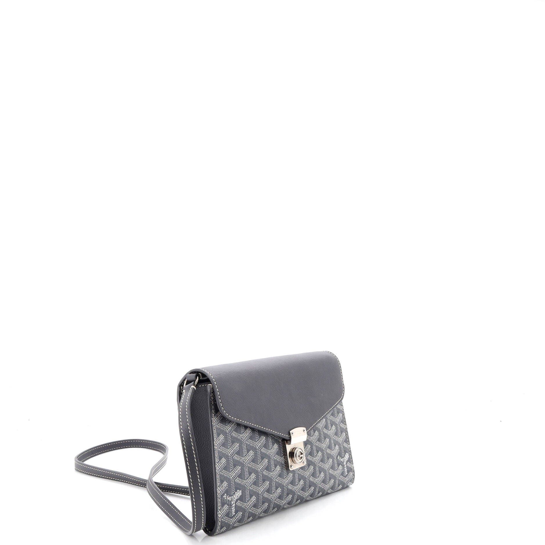 Chypre Wallet on Strap Coated Canvas with Leather, Alternate, color, Grey