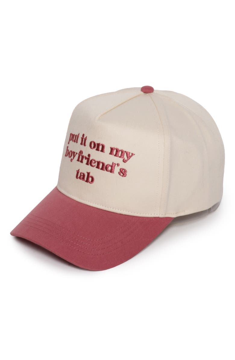 David & Young Put it on Boyfriend's Tab Cotton Baseball Cap, Main, color, Dusty Rose
