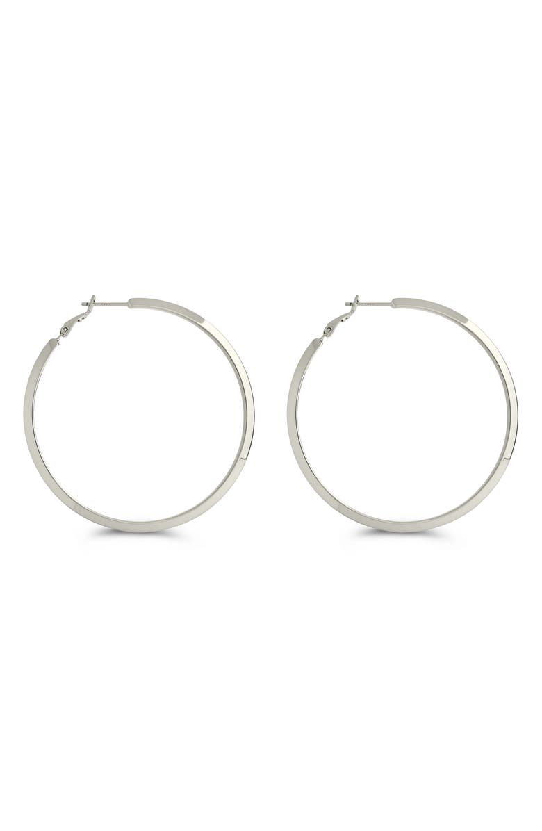Sterling Forever Leona Polished Hoop Earrings, Alternate, color, 