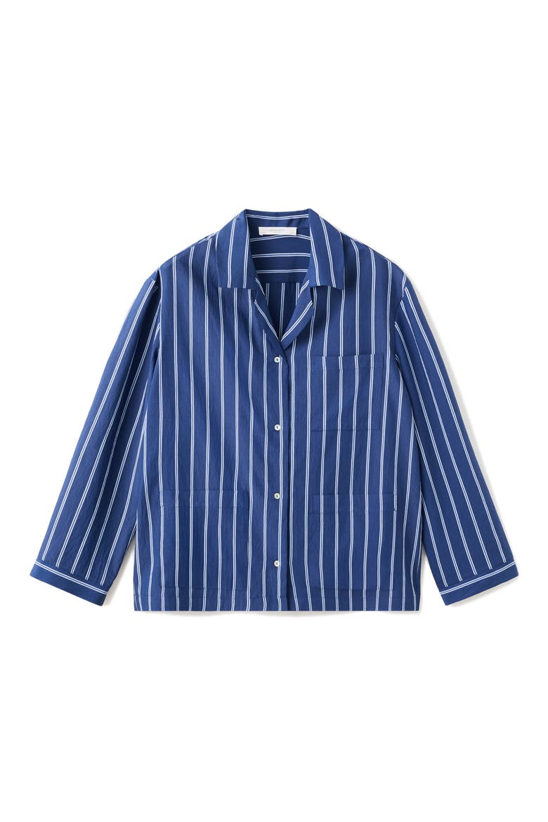 Stripe Button-Up Pajama Shirt, Alternate, color, INDIGO BLUE