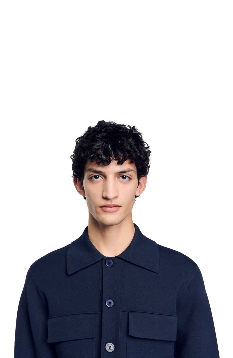 SANDRO Knit jacket, Alternate, color, Midnight Blue