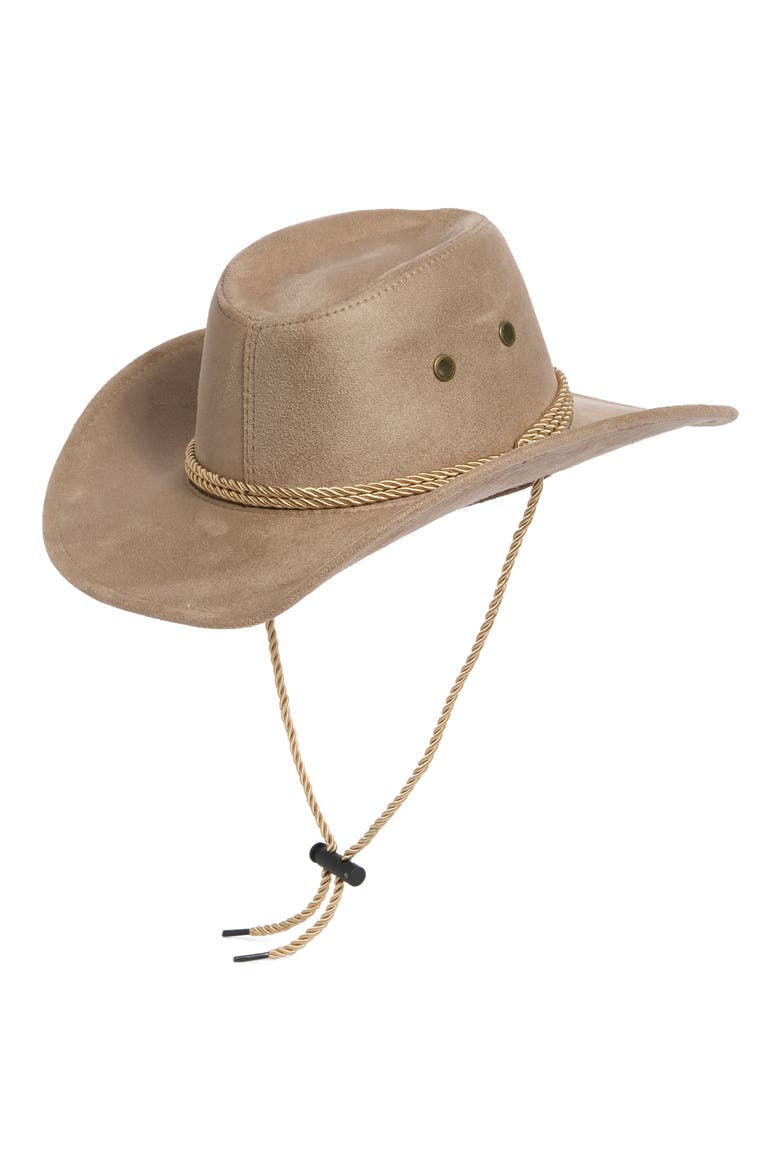 Faux Suede Cowboy Hat, Alternate, color, TAN