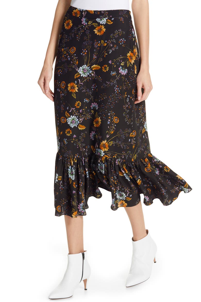 Kitty Silk Midi Skirt, Alternate, color, SHADOW FIELD FLOWER