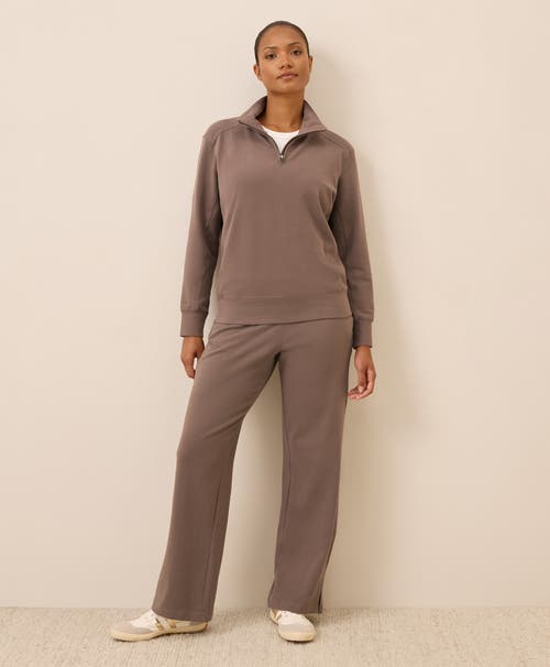 Pact Organic Cotton Cloudknit Quarter Zip In Brown